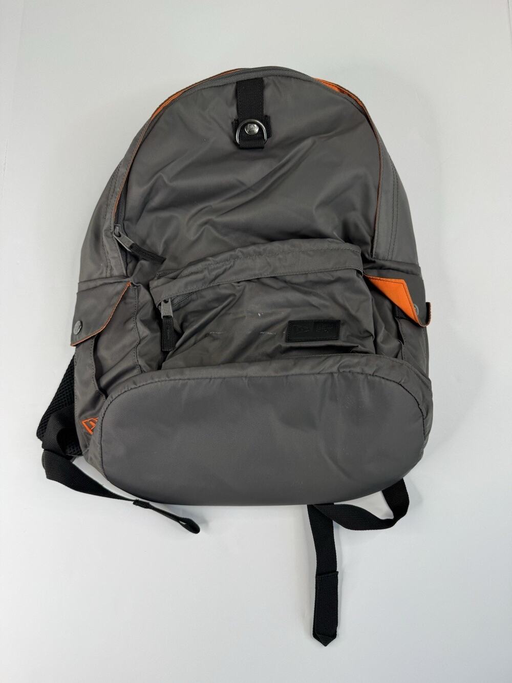 New Era Backpack Gray Orange Multi Pocket Padded School Travel Bag